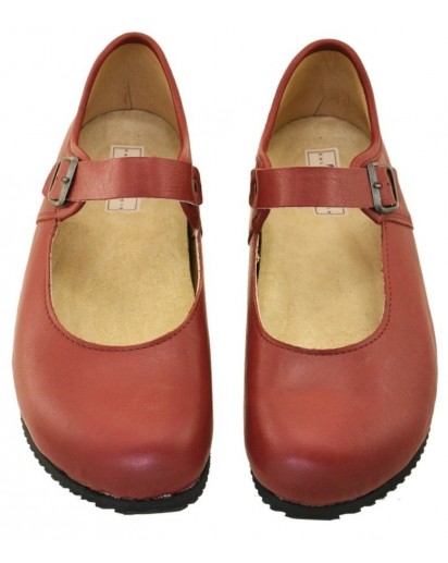 BALLERINA BIRK.CON CINTURINO VIT. ROSSO
