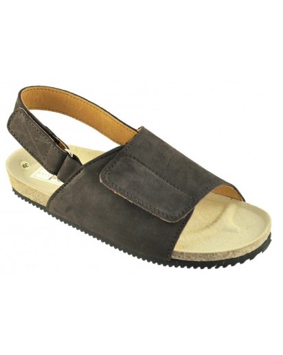 SANDALO CON CHIUSURA VELCRO NABUK MARRON