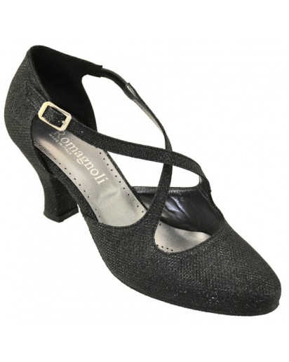 SCARPA DA BALLO GLITTER NERO TACCO 60