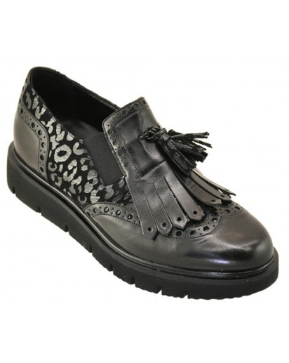ROM581 NAPPA NERO RIP. STAMPA LEOPARD NE