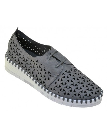 SCARPA ALLACCIATA MICROFIBRA FORATA GRI