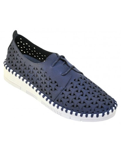 SCARPA ALLACCIATA MICROFIBRA FORATA BLU