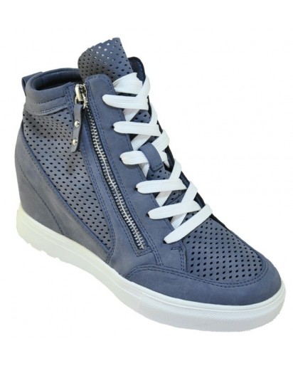 SNEAKER ALTO TESSUTO MICROF.FORATO BLU