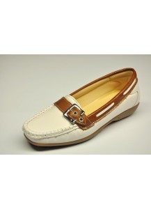 MOCASSINO DONNA BIANCO/CUOIO FREETIME