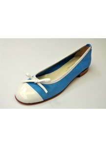 BALLERINA SUOLA CUOIO AZZURO BIANCO RP
