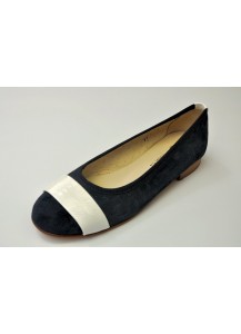 BALLERINA SUOLA CUOIO PELLE BLU/BIANCO R