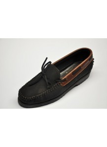 MOCASSINO NAPPA NERO+VIT.MARRON FREETIME