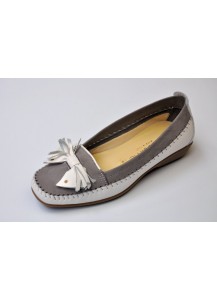 MOCASSINO NABUK+NAPPA BIANCO/GRIGIO FREE