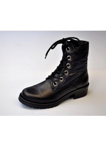 STIVALETTO PELLE + NYLON NERO