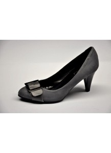SCARPA CAMOSCIO GRIGIO + FIBBIA TACCO 70