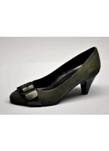 SCARPA CAMOSCIO OLIVA+FIBBIA TACCO 60