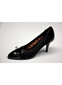 SCARPA CAMOSCIO+VERNICE NERO TACCO 70MM