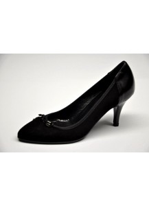 SCARPA CAMOSCIO+PELLE NERO TACCO 70MM