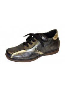 SCARPA BIMBO PELLE LAM.CANNA DI F. + ORO