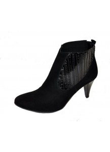 STIVALETTO CAMOSCIO E VERNICE NERO TA 70