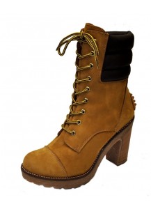 STIVALETTO NABUK GIALLO SUOLA PLATO`80