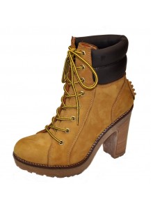 STIVALETTO NABUK GIALLO SUOLA PLATO`80