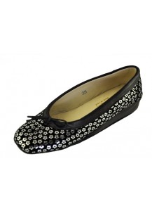 PANTOFOLA PELLE NERO STAMPA MARG.ARGENTO