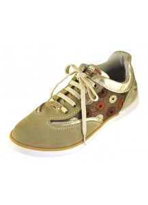 SNEAKER PELLE E CAM.BEIGE + TESS.RICAM.