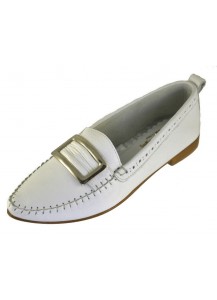 MOCASSINO IN PELLE CERVO BIANCO + FIBBIA