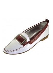 MOCASSINO IN PELLE NAPLAK BIANCO/ROSSO