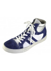 SNEAKER ALTO PELLE BIANCO E CAM.BLUETTE