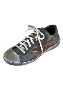 SNEAKER PELLE E CAMOSCIO NERO/BORDO`