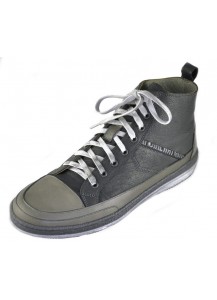 SNEAKER ALTO PELLE COL.ACACIA E NERO