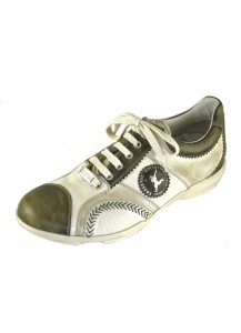 SNEAKER PELLE ALLAC. PELLE VERDE+ TELA