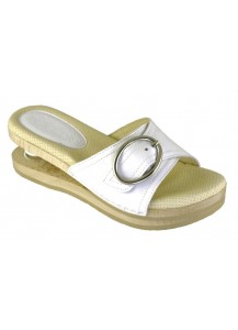 ZOCCOLO PELLE BIANCO FIBBIA + MOLLE BALD