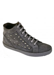 SNEAKER LACCIO CAMOSCIO GRIGIO + BORCHIE