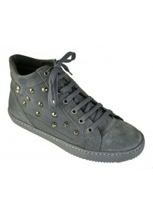 SNEAKER LACCIO CAMOSCIO GRIGIO + BORCHIE