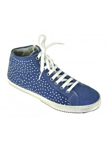SNEAKER LACCIO CAMOSCIO DENIM + BORCHIE