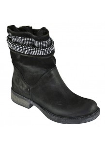STIVALETTO NABUK NERO, CERNIERA + BORCHI