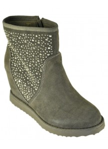 STIVALETTO CAMOSCIO TAUPE CON ZEPPA INT.