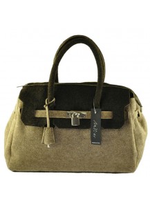 BORSA FELTRO PICCOLA BICOLORE BEIGE/MARR