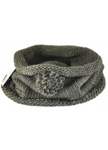 SCALDACOLLO LANA CON FIORE MARRONE