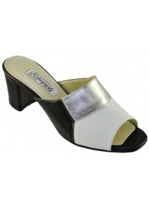 PIANELLA SCARPA NAPPA BIANCO/NERO/SILVER