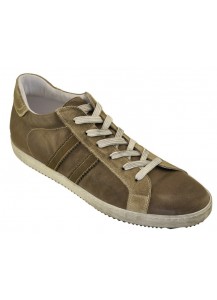 SNEAKER ALLACC. VITELLO SABBIA/PELTRO