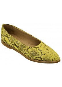 DECOLLETE` PITONE GIALLO SUOLA CUOIO