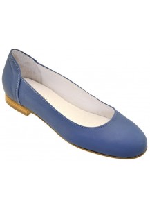 BALLERINA VITELLO CELESTE SUOLA CUOIO