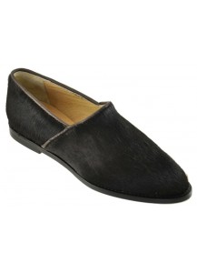 SCARPA CAVALLINO NERO SUOLA CUOIO