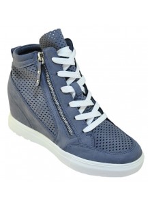 SNEAKER ALTO TESSUTO MICROF.FORATO BLU