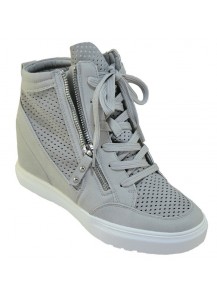 SNEAKER ALTO TESSUTO MICROF.FORATO GRIGI